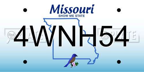 4WNH54 Missouri License Plate