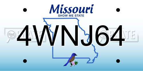 4WNJ64 Missouri License Plate