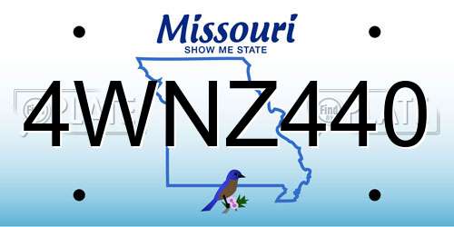 4WNZ440 Missouri License Plate