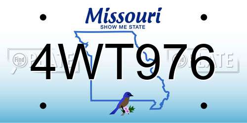 4WT976 Missouri License Plate