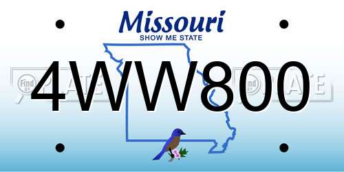 4WW800 Missouri License Plate