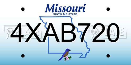 4XAB720 Missouri License Plate