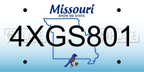 4XGS801 Missouri License Plate