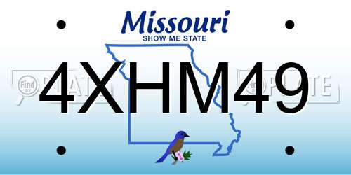 4XHM49 Missouri License Plate