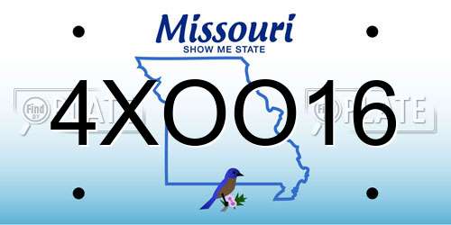 4XOO16 Missouri License Plate