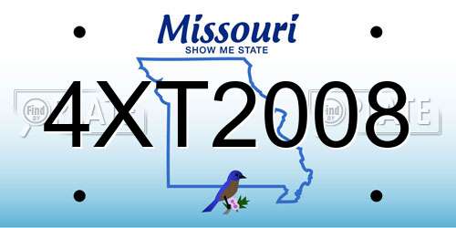 4XT2008 Missouri License Plate