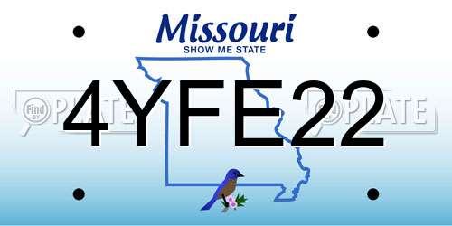 4YFE22 Missouri License Plate