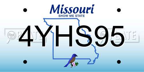 4YHS95 Missouri License Plate