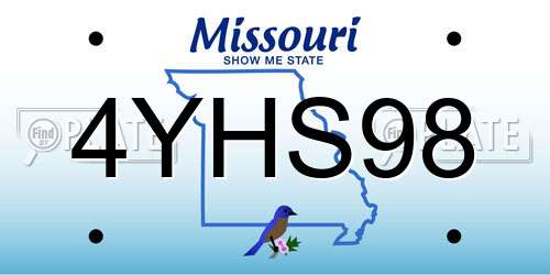 4YHS98 Missouri License Plate