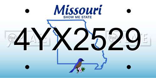 4YX2529 Missouri License Plate