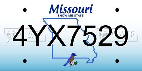 4YX7529 Missouri License Plate