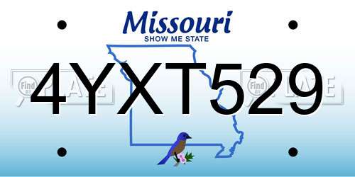 4YXT529 Missouri License Plate