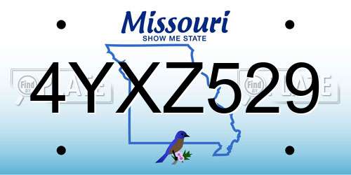 4YXZ529 Missouri License Plate