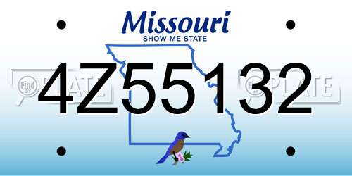 4Z55132 Missouri License Plate