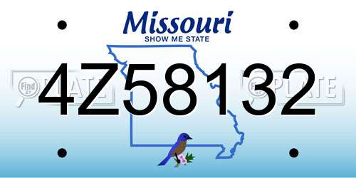 4Z58132 Missouri License Plate
