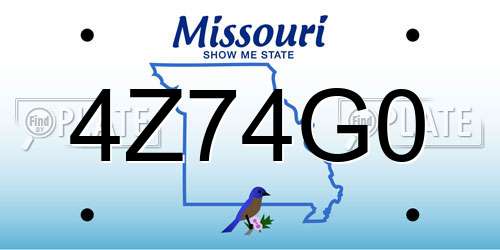4Z74G0 Missouri License Plate