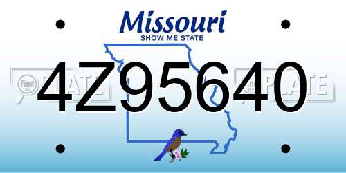 4Z95640 Missouri License Plate