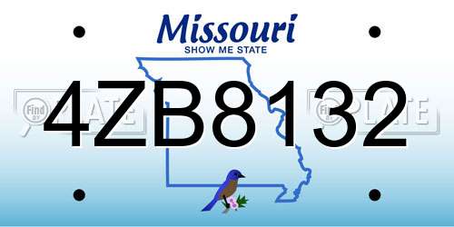 4ZB8132 Missouri License Plate