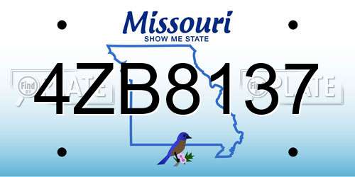 4ZB8137 Missouri License Plate