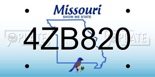 4ZB820 Missouri License Plate