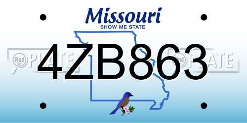 4ZB863 Missouri License Plate