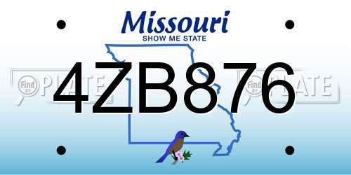 4ZB876 Missouri License Plate