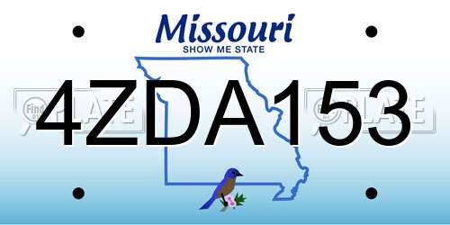 4ZDA153 Missouri License Plate