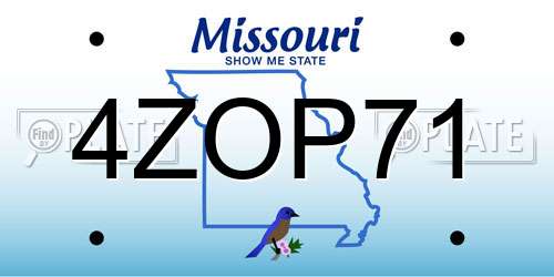 4ZOP71 Missouri License Plate
