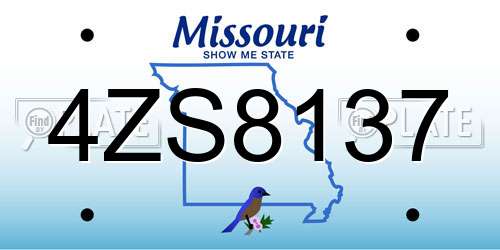 4ZS8137 Missouri License Plate
