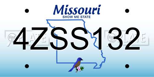 4ZSS132 Missouri License Plate