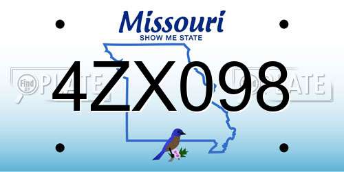 4ZX098 Missouri License Plate