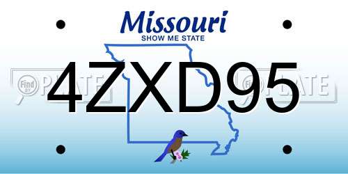 4ZXD95 Missouri License Plate