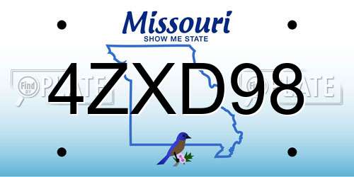 4ZXD98 Missouri License Plate