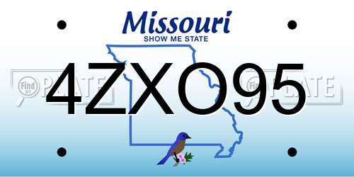 4ZXO95 Missouri License Plate
