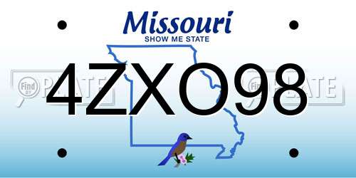 4ZXO98 Missouri License Plate