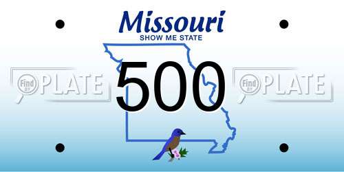 500 Missouri License Plate