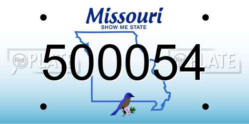 500054 Missouri License Plate