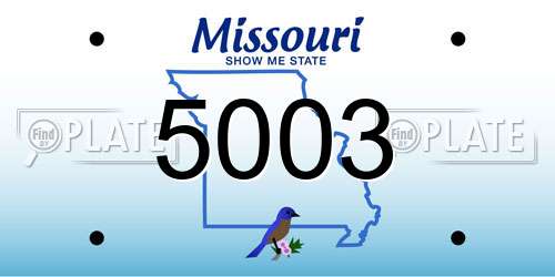 5003 Missouri License Plate