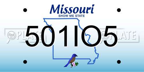 501IO5 Missouri License Plate