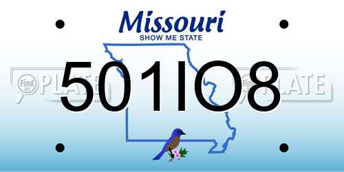 501IO8 Missouri License Plate