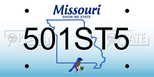 501ST5 Missouri License Plate