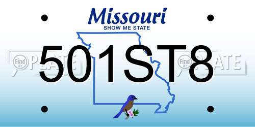 501ST8 Missouri License Plate