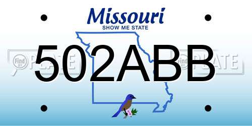 502ABB Missouri License Plate