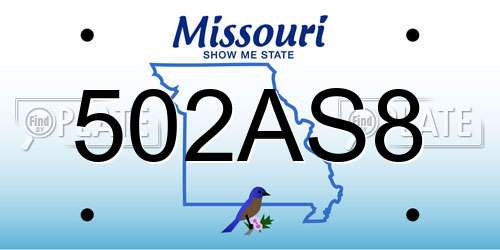 502AS8 Missouri License Plate