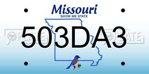 503DA3 Missouri License Plate