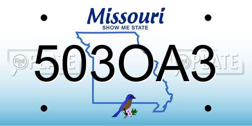503OA3 Missouri License Plate