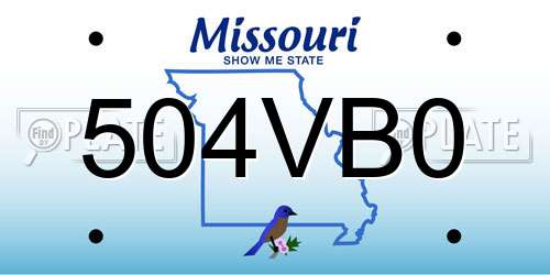 504VB0 Missouri License Plate