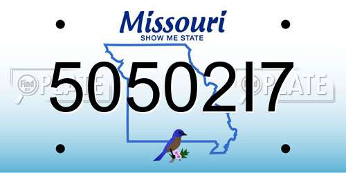 50502I7 Missouri License Plate