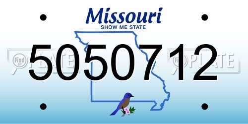 5050712 Missouri License Plate