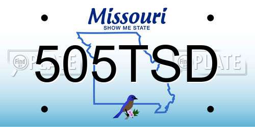 505TSD Missouri License Plate